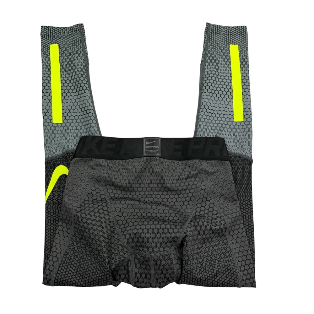 Nike Pro Hyperwarm Mens S Compression Tights Training Gray Volt Hex 802014-065